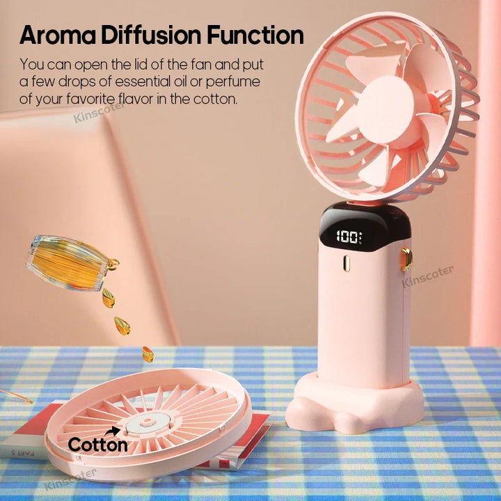 Rechargeable Portable Handheld Cooling Fan with LED Smart Display