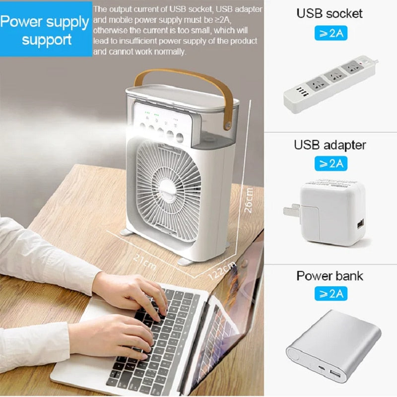 Portable 3-Speed Desktop Air Cooler Mist Cooling Fan