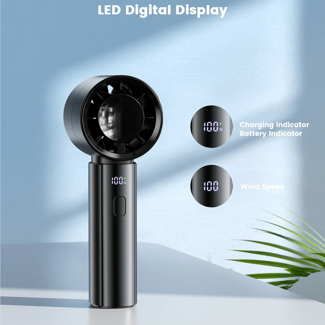 Bladeless Handheld Fan | LED Battery Display | Desk & Travel