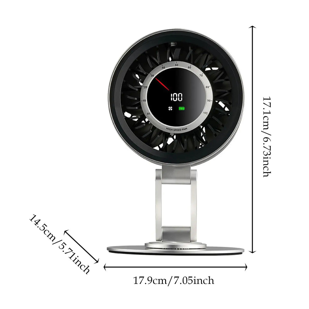 Bladeless Desk Fan | Rechargeable Quiet | Office & Bedroom | Silver