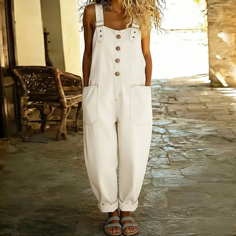 Women's Button-Front Denim Overalls