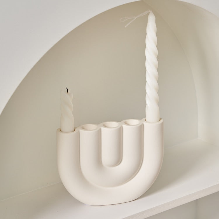 Modern Candle Holder │ Ceramic, Modern Arch Design │ Living Room & Table │ White