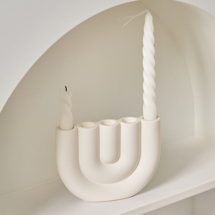 Modern Candle Holder │ Ceramic, Modern Arch Design │ Living Room & Table │ White