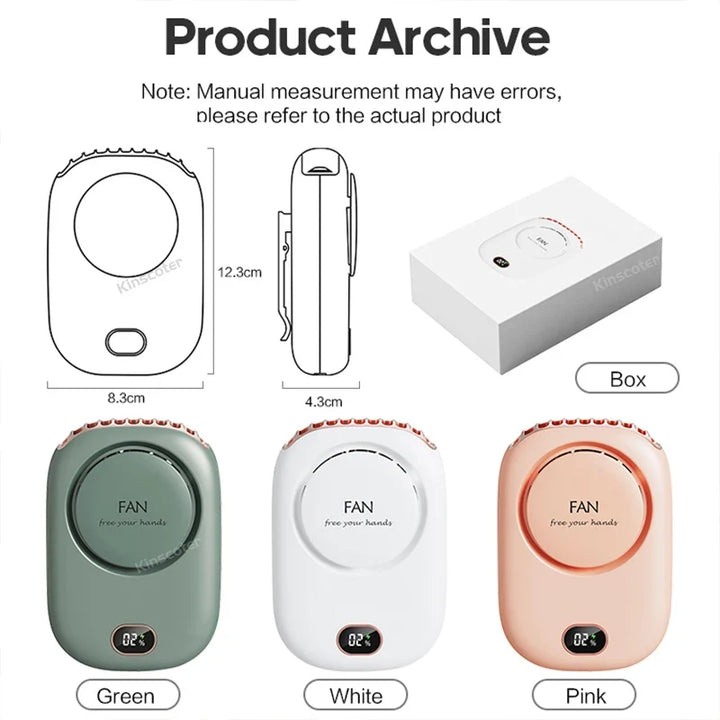 Portable Neck Fan | LED Quiet Hands-Free | Travel, Office