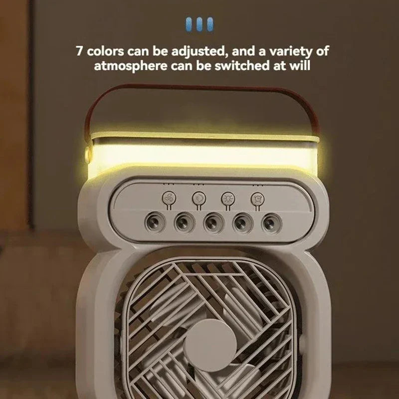 3-in-1 Air Cooler Fan | Mist Humidifier & LED Light | Desk & Travel