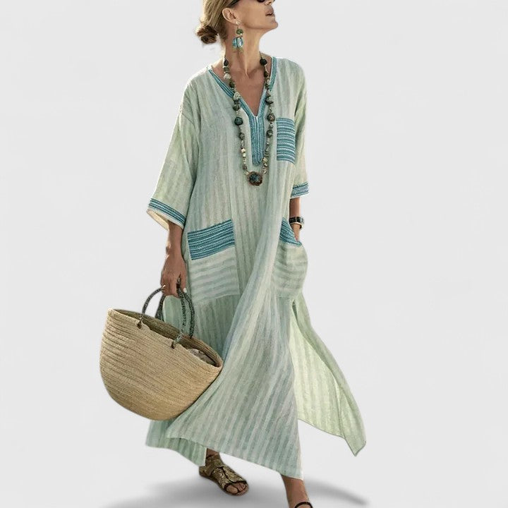 Women's Linen Kaftan Maxi Dress