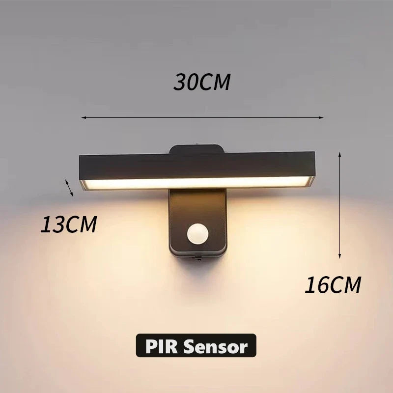 Motion Sensor Wall Light | 350° Rotatable, Safe | Porch & Path | Black