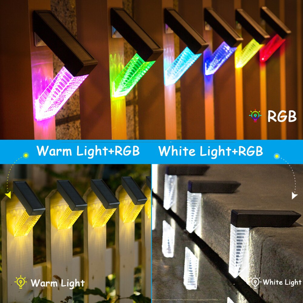 Solar Step Lights │Waterproof, Color Changing │ Fence Yard Deck │ Black