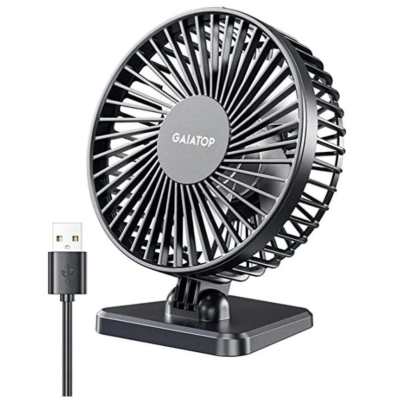 USB Desk Fan │ 3-Speed Quiet Airflow │ Bedside & Office Table