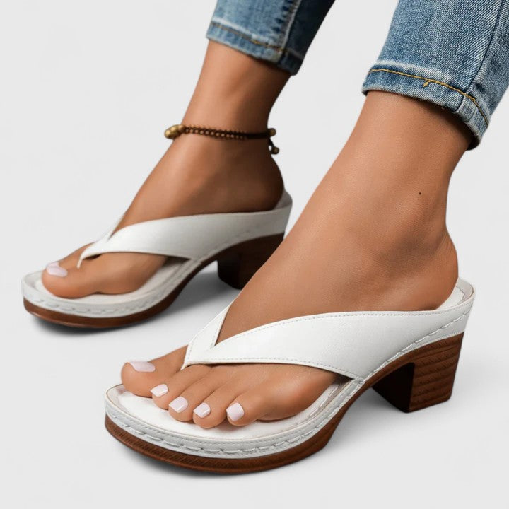 Covernorth Women's Platform Thong Sandal Heeled Mules