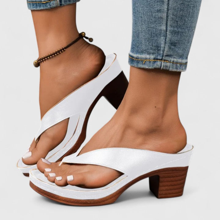 Covernorth Women's Platform Thong Sandal Heeled Mules