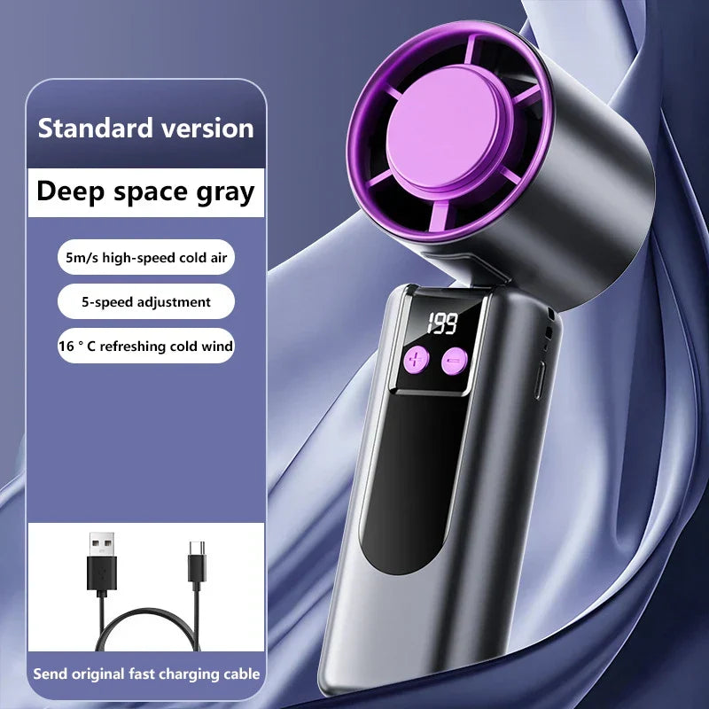 Portable Cooling Fan | 5-Speed High Wind Airflow | Travel & Desk