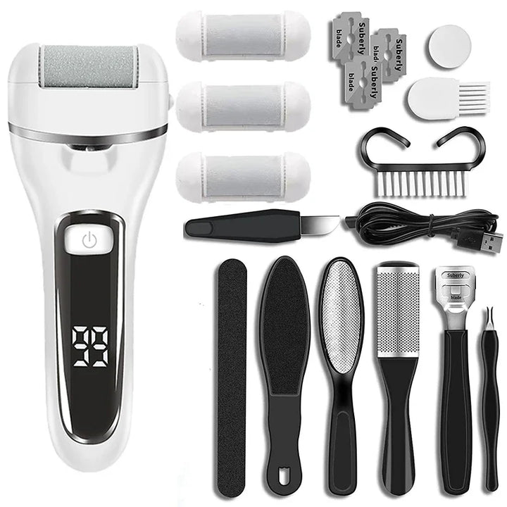 Electric Callus Remover | Rechargeable, 3 Grinding Heads | Home Pedicure & Spa