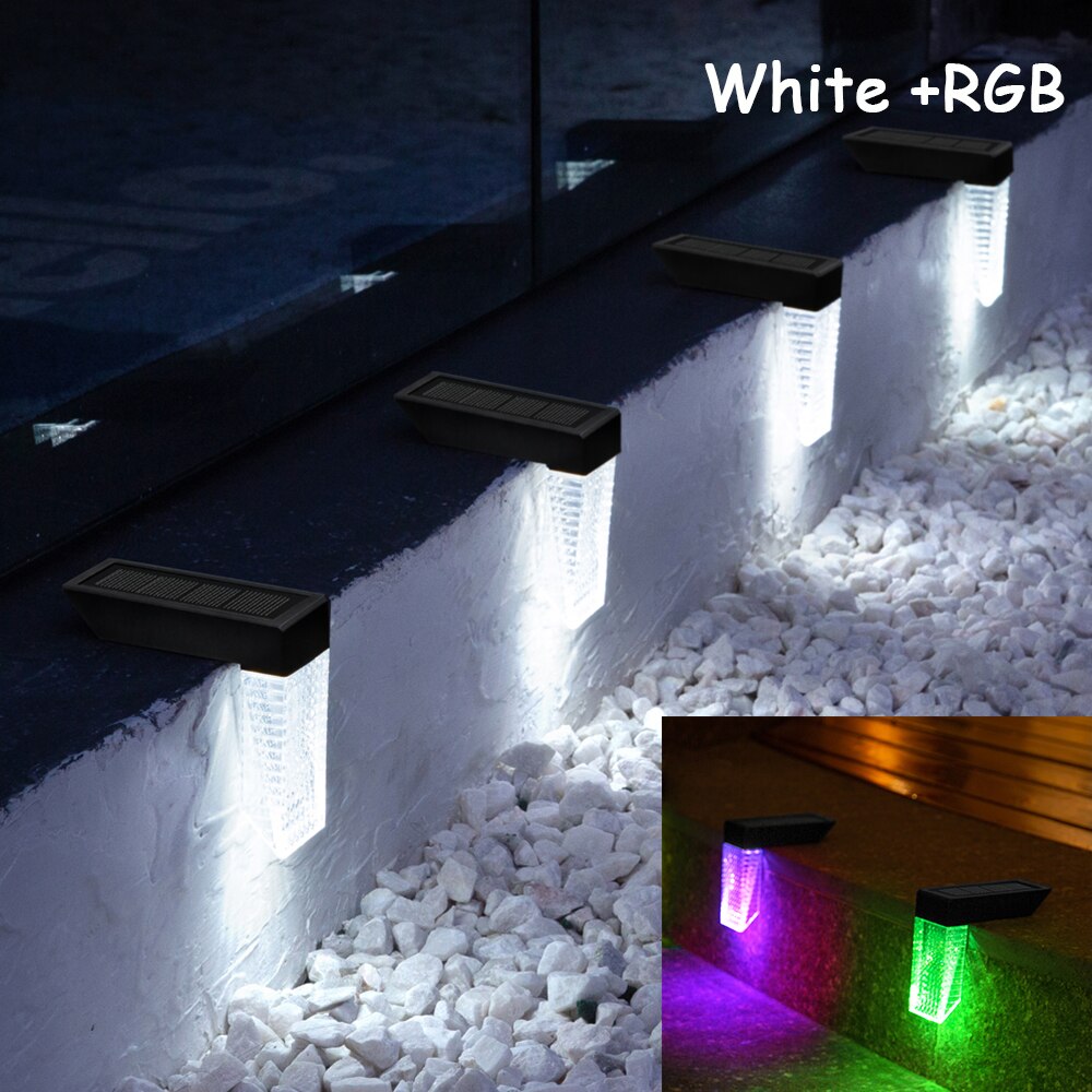 Solar Step Lights │Waterproof, Color Changing │ Fence Yard Deck │ Black