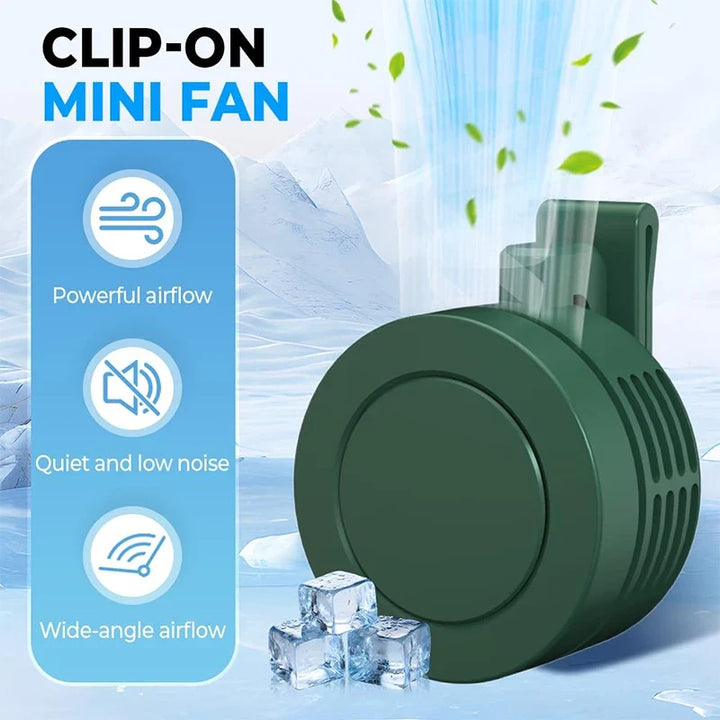 Portable Waist Clip Fan | Strong Airflow & USB Recharge | Indoor & Outdoor