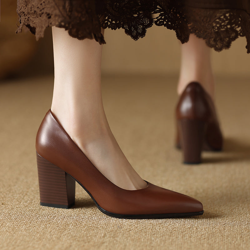 Covernorth Women's Pointed Toe Block Heel Pumps