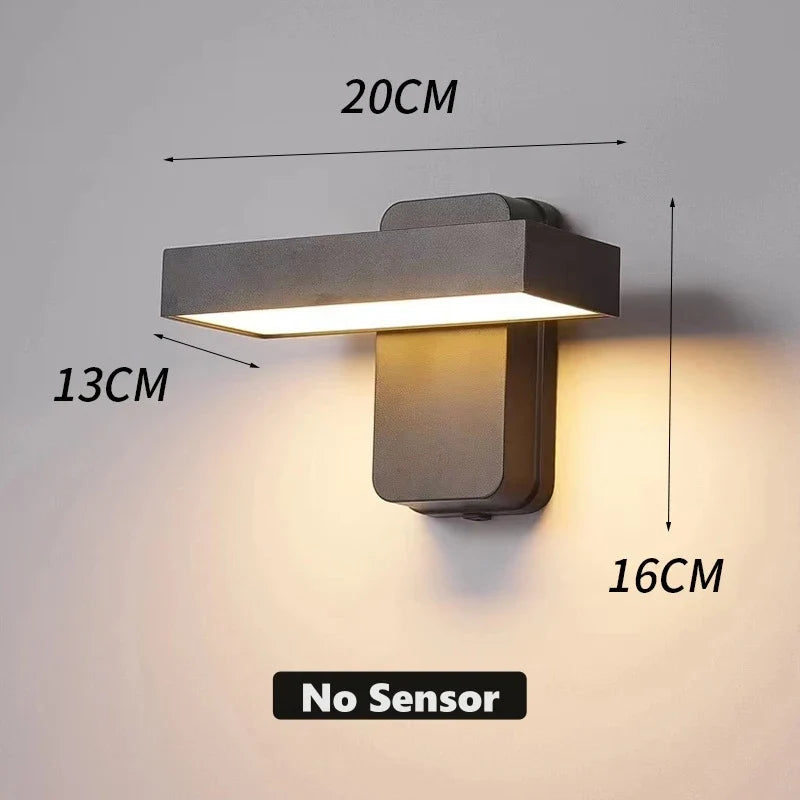 Motion Sensor Wall Light | 350° Rotatable, Safe | Porch & Path | Black