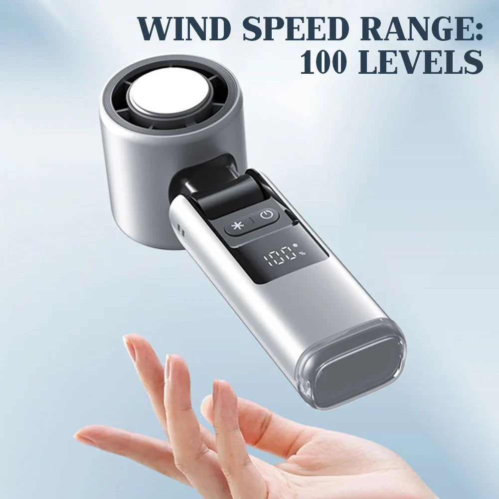 Portable Mini Fan | 100 Speeds, Foldable & USB Rechargeable | Desk & Travel 