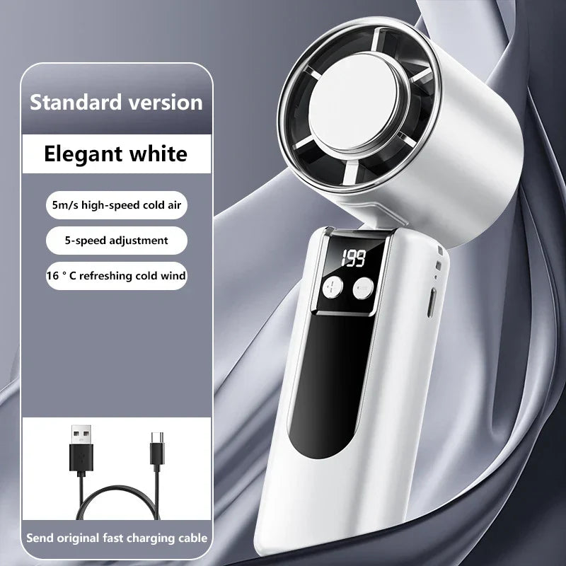 Portable Cooling Fan | 5-Speed High Wind Airflow | Travel & Desk