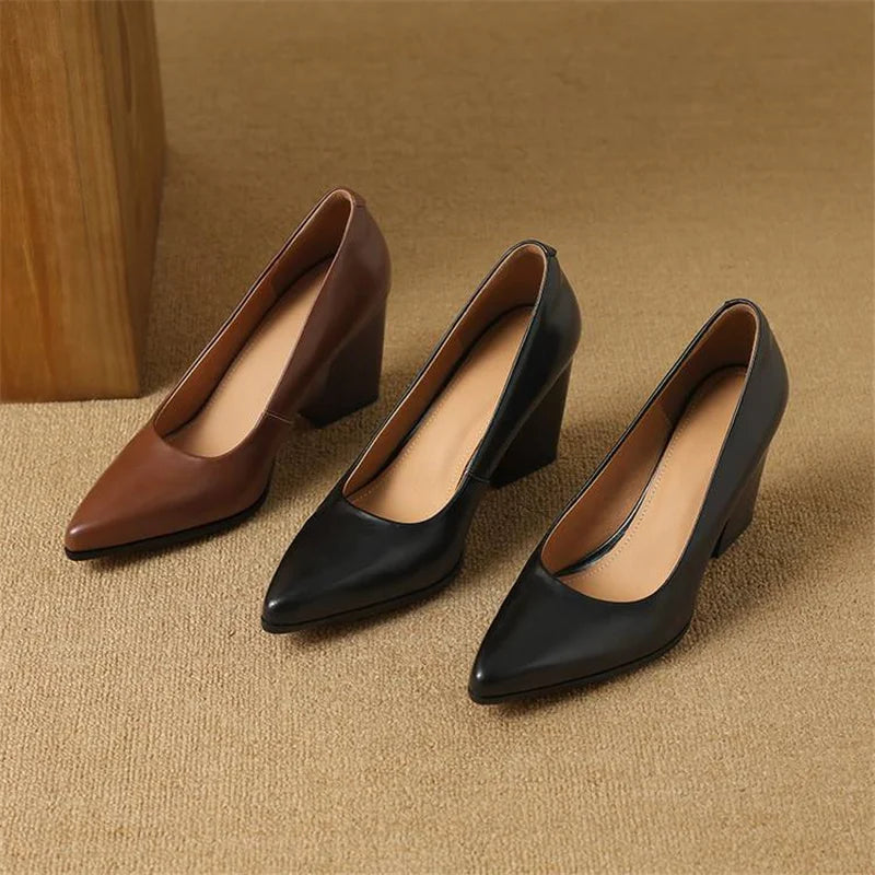 Covernorth Women's Pointed Toe Block Heel Pumps