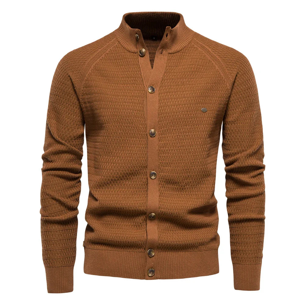 Covernorth Men’s Textured Mock Neck Button-Down Cardigan