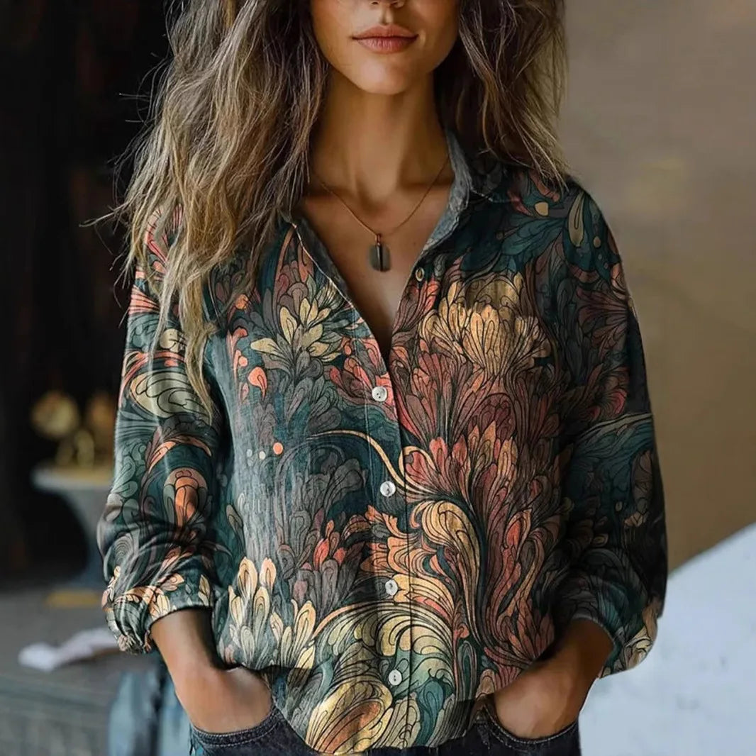 Covernorth Women's Floral Print Button-Down Shirt
