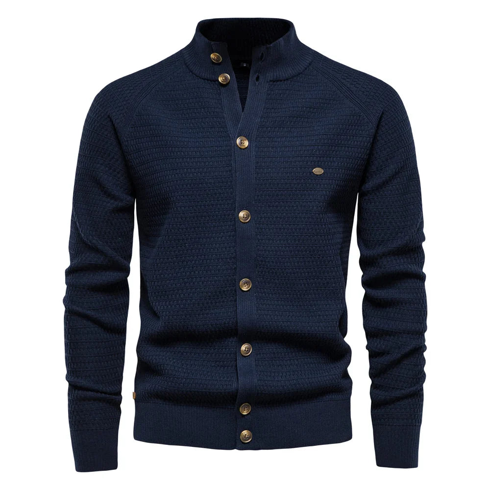 Covernorth Men’s Textured Mock Neck Button-Down Cardigan