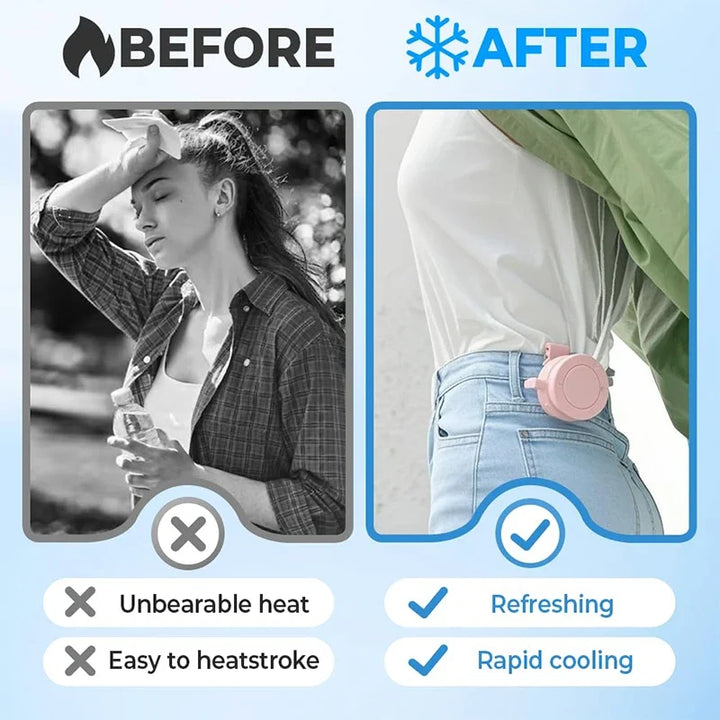 Portable Waist Clip Fan | Strong Airflow & USB Recharge | Indoor & Outdoor