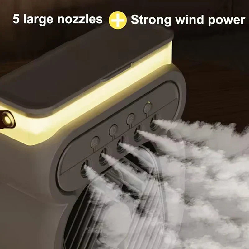 3-in-1 Air Cooler Fan | Mist Humidifier & LED Light | Desk & Travel