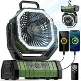 Camping Tent Fan with LED Light | USB Power Bank | Tent & Bed | Green