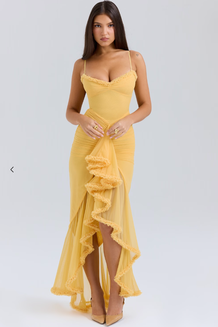 Women's Ruffled Asymmetric Maxi Dress