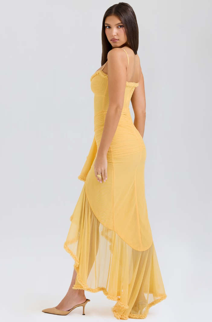 Women's Ruffled Asymmetric Maxi Dress
