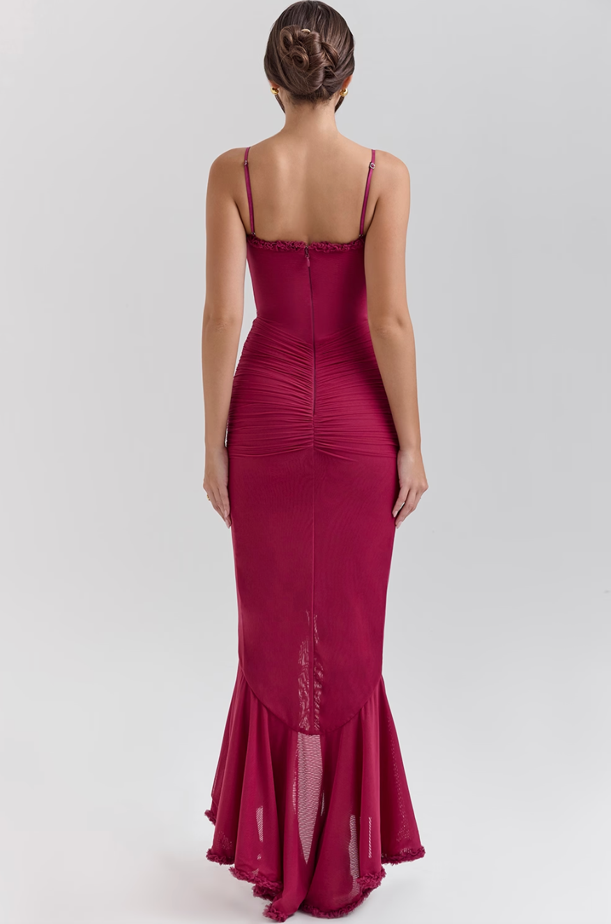 Women's Ruffled Asymmetric Maxi Dress