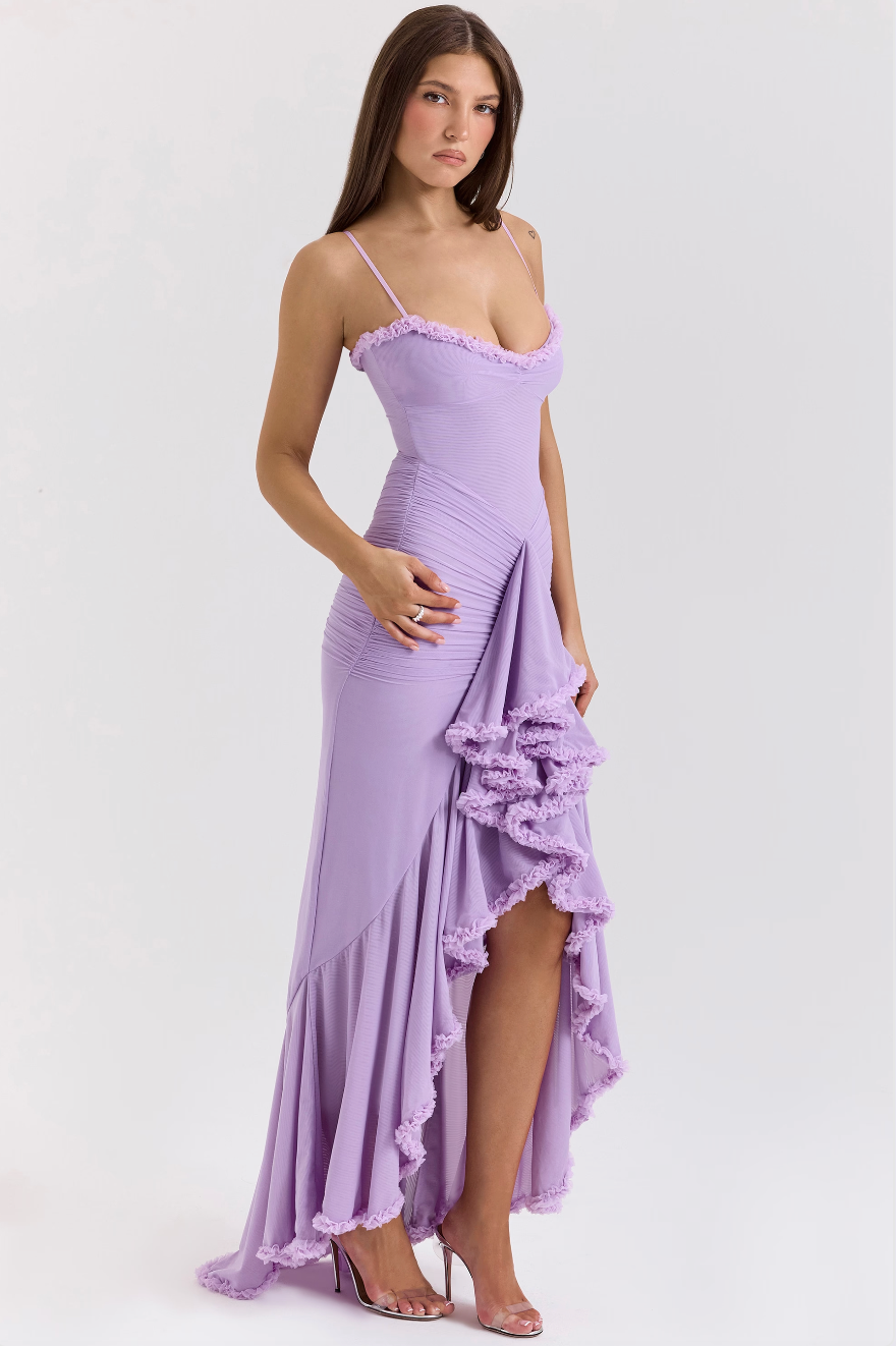 Women's Ruffled Asymmetric Maxi Dress