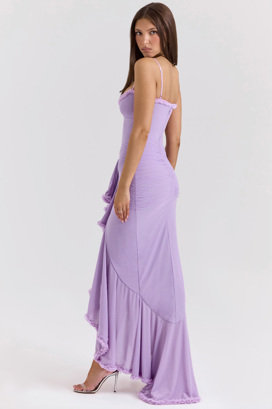 Women's Ruffled Asymmetric Maxi Dress
