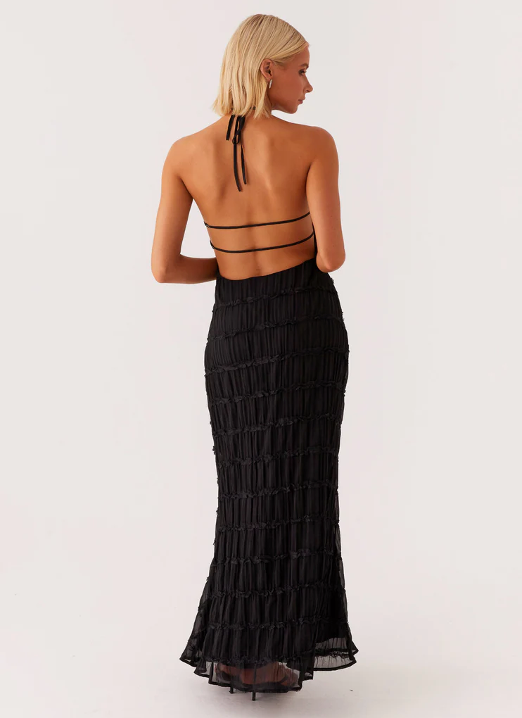 Women's Halter Ruched Maxi Dress