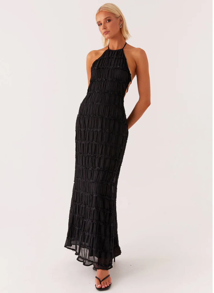 Women's Halter Ruched Maxi Dress