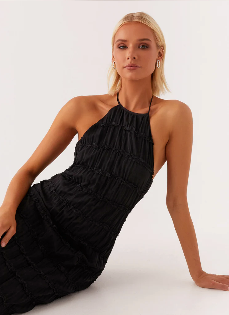 Women's Halter Ruched Maxi Dress