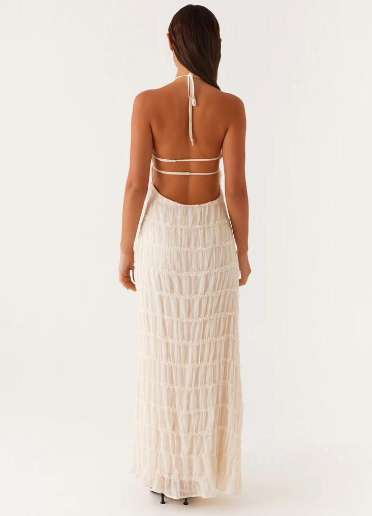 Women's Halter Ruched Maxi Dress