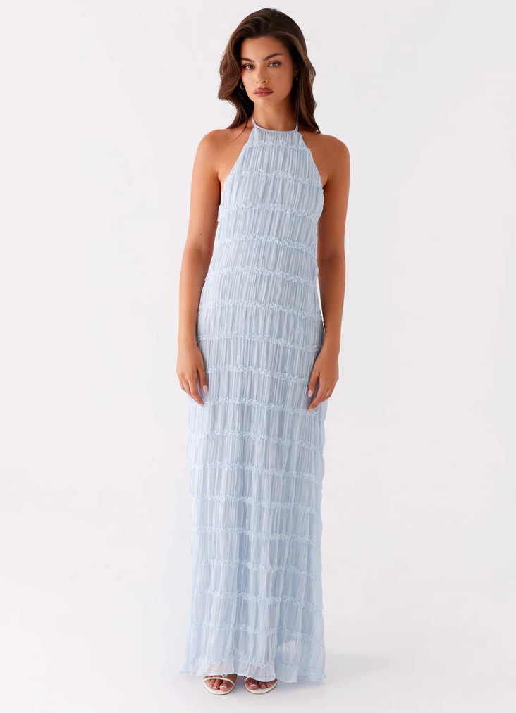 Women's Halter Ruched Maxi Dress