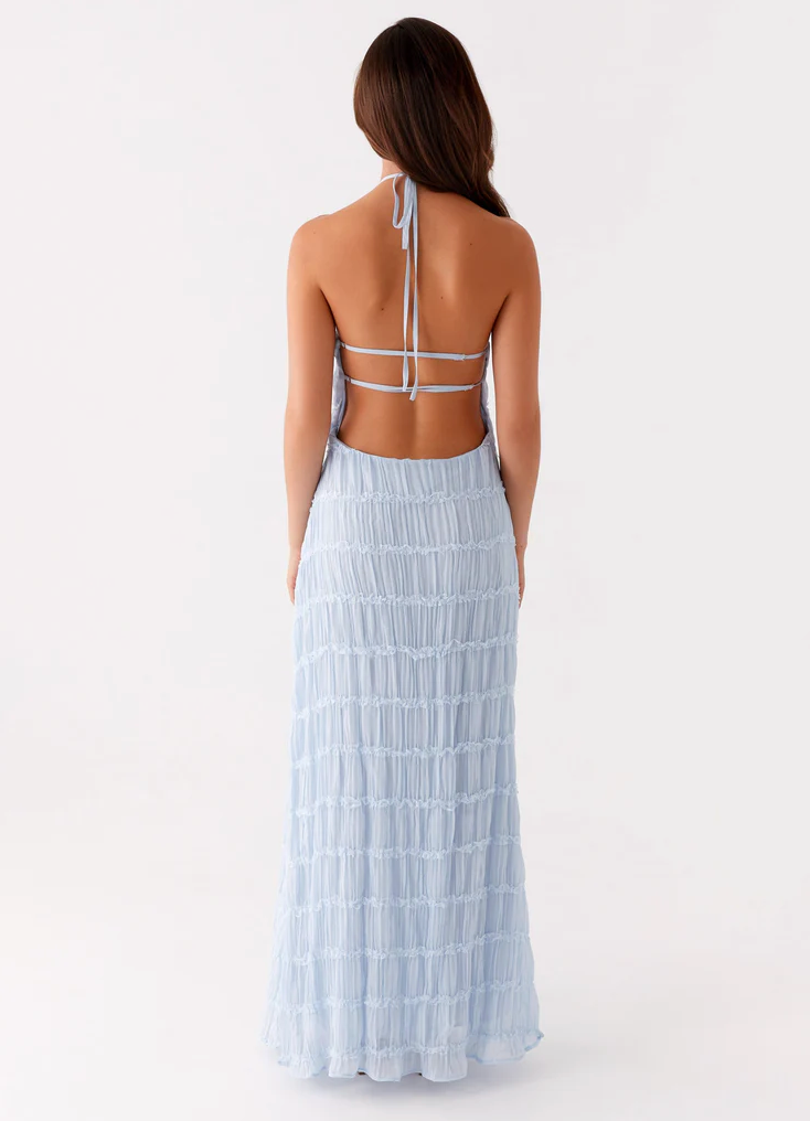 Women's Halter Ruched Maxi Dress