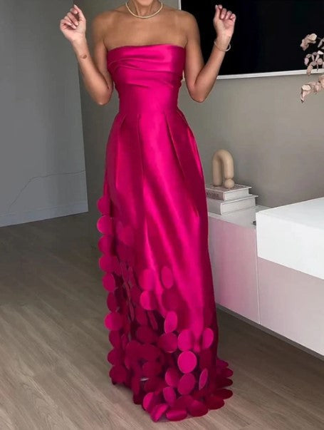 Covernorth Women's Strapless Satin Maxi Dress
