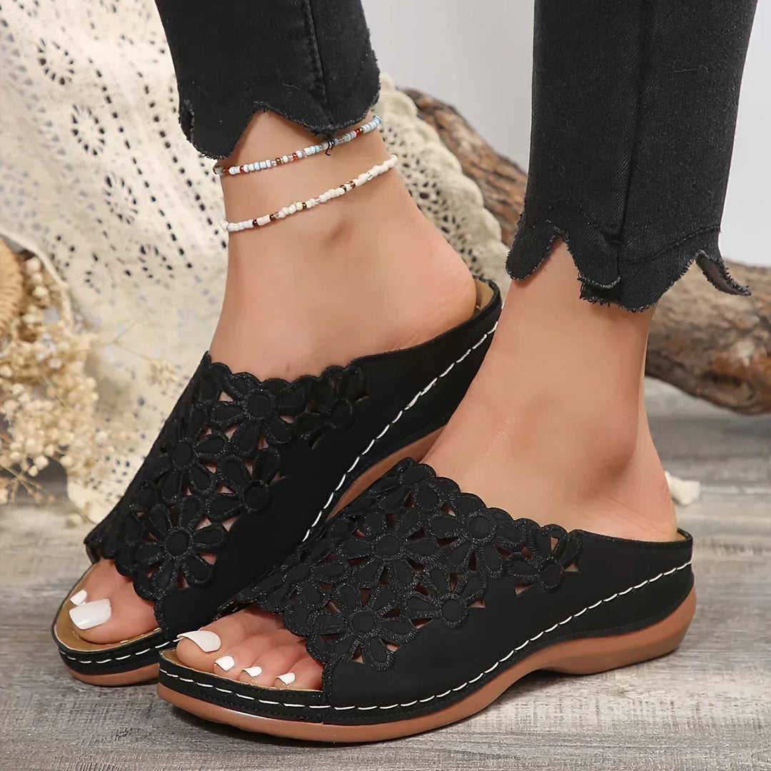 Covernorth Women's Floral Cutout Wedge Sandals