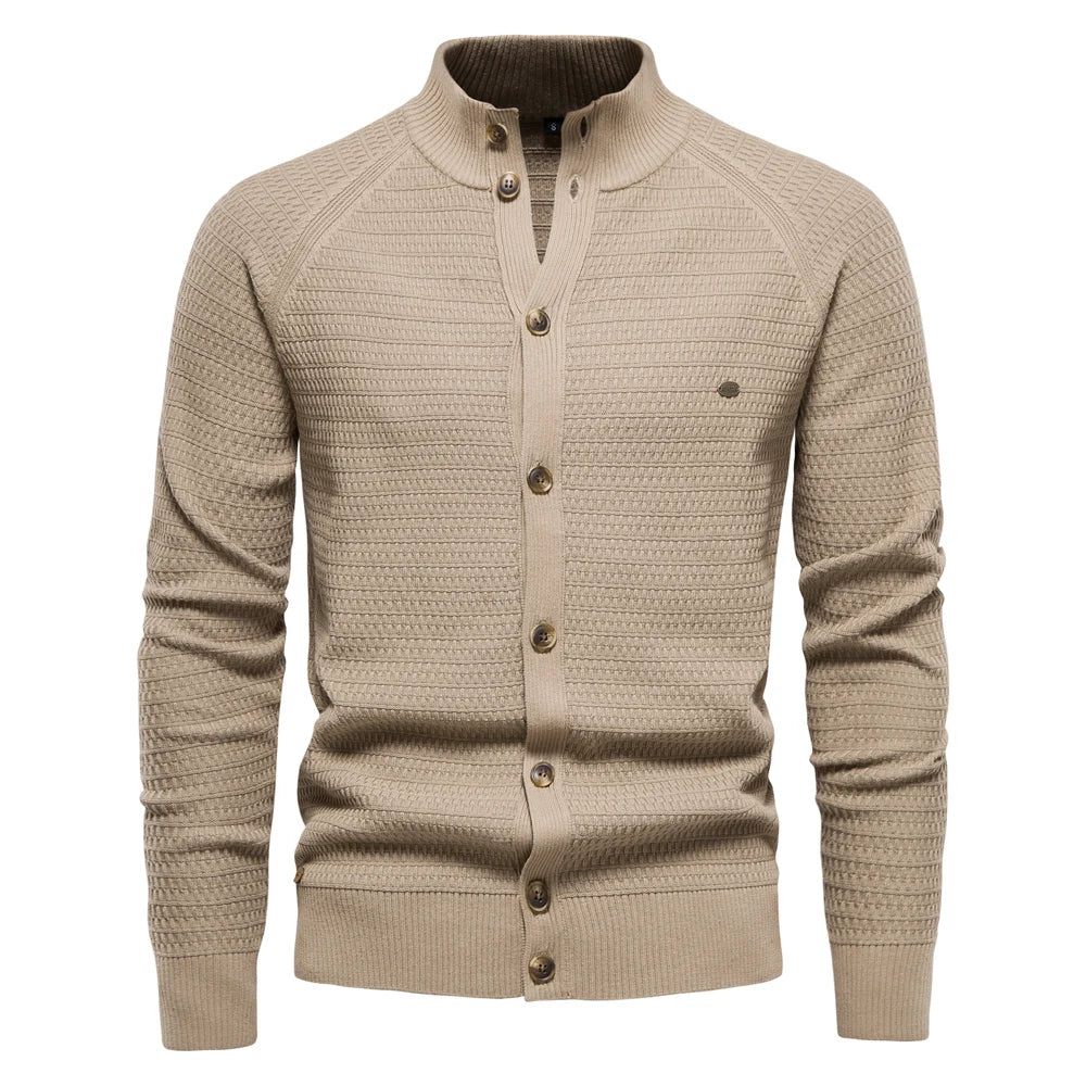 Covernorth Men’s Textured Mock Neck Button-Down Cardigan
