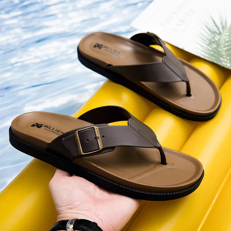 Covernorth Men's Buckle Strap Flip-Flops
