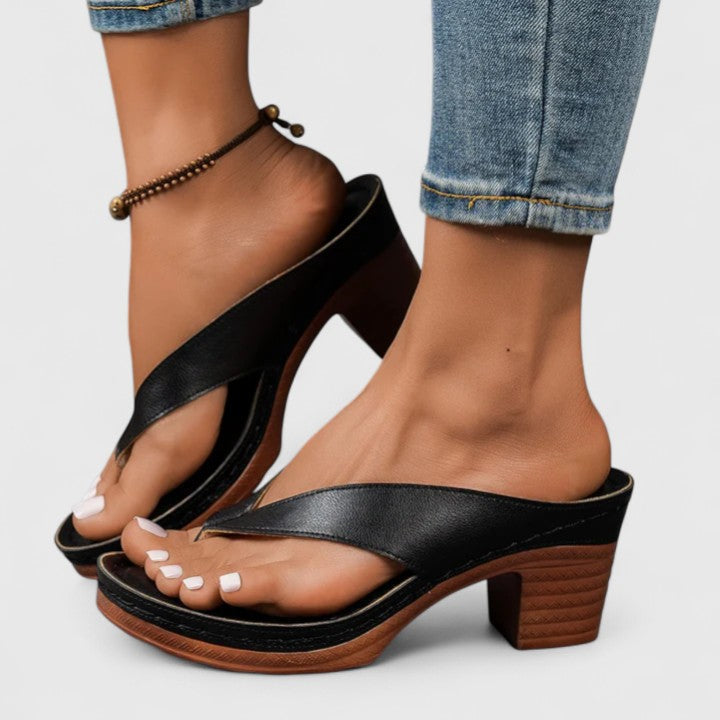 Covernorth Women's Platform Thong Sandal Heeled Mules