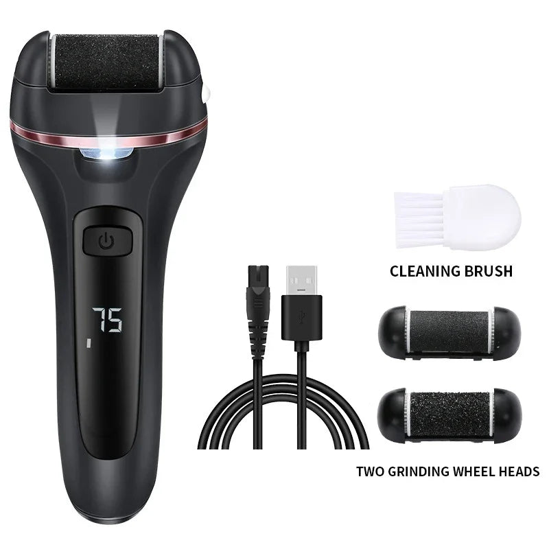 Electric Callus Remover | Rechargeable, 3 Grinding Heads | Home Pedicure & Spa