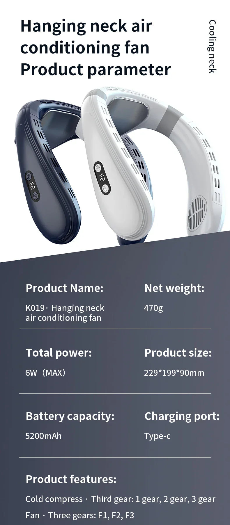 Portable Neck Fan | Hands-Free Cooling & Long Battery | Outdoor, Travel & Work