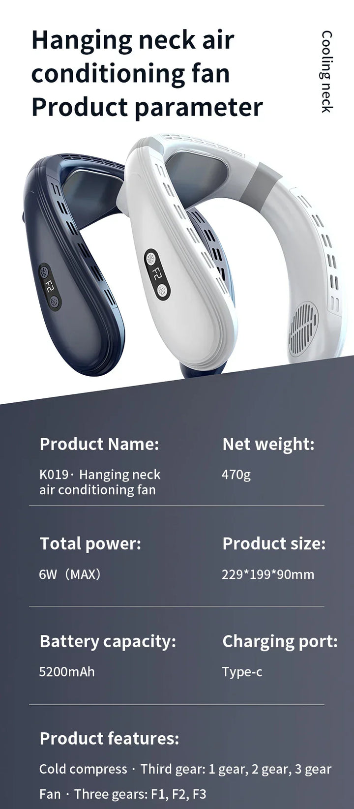 Portable Neck Fan | Hands-Free Cooling & Long Battery | Outdoor, Travel & Work