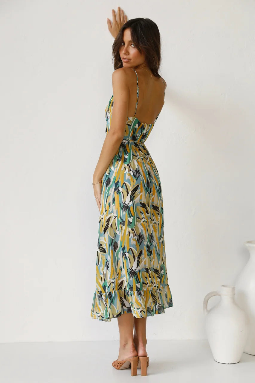 Women's Floral Spaghetti Strap Midi Dress
